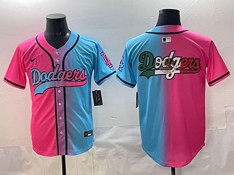 Men 2025 Los Angeles Dodgers Blank Blue pink Game Nike MLB Jersey style 007